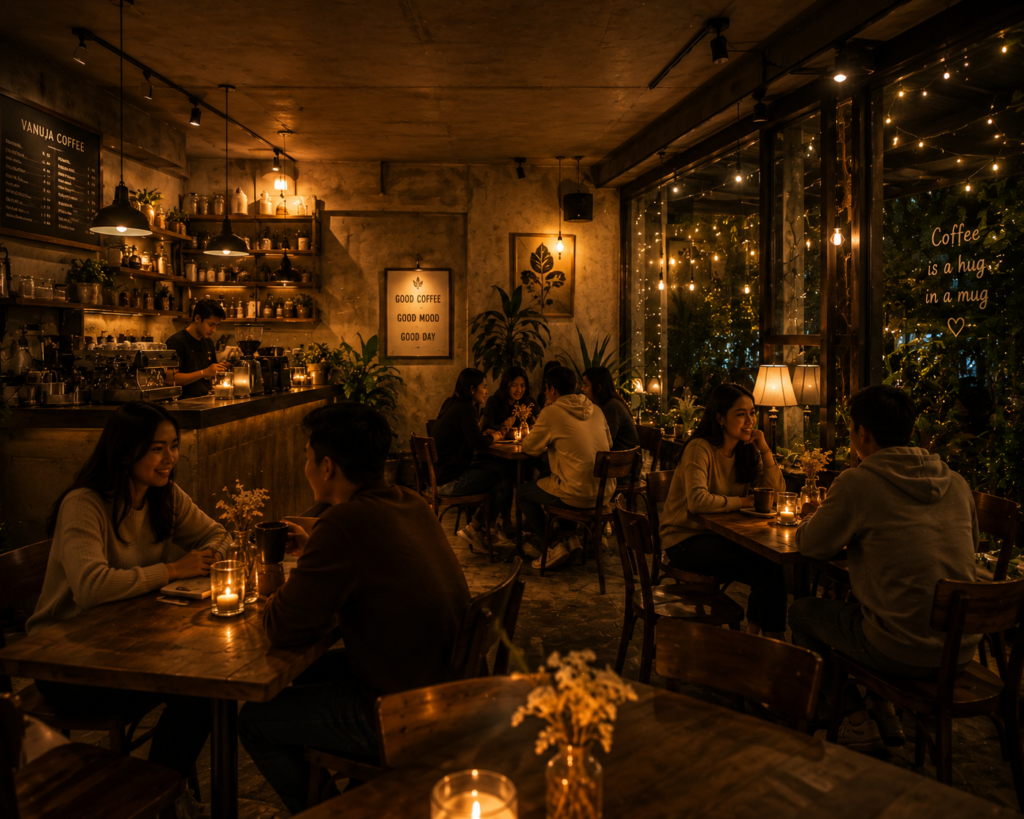 Suasana hangat cafe 
